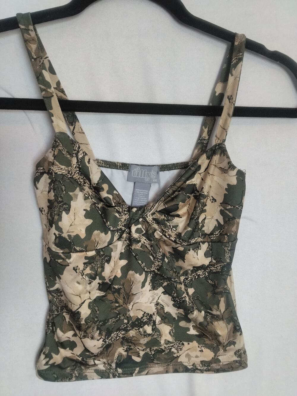 Tillys Sz XXS Camo Tank Top Olive Green Indie Grunge Tank Girl Goblin Core Fairy